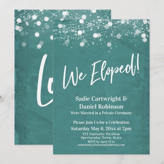 Invitation Lumières Texturé Nous sommes partis en Elopement R (Devant / Derrière)