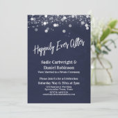 Invitation Lumières Texturé Réception de Mariage Navy (Debout devant)