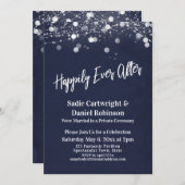 Invitation Lumières Texturé Réception de Mariage Navy (Devant / Derrière)