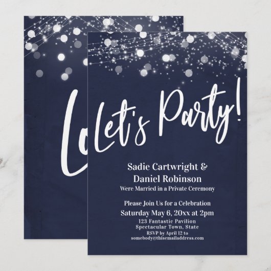 Invitation Lumières Texturées Faisons la Fête Réception de la (Devant / Derrière)