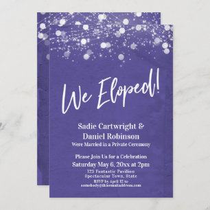 Invitation Lumières Texturées Nous Avons Elopé Purple Récepti