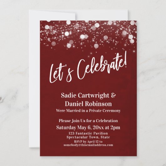 Invitation Lumières Texturées Réception de Célébration en Bou (Devant)