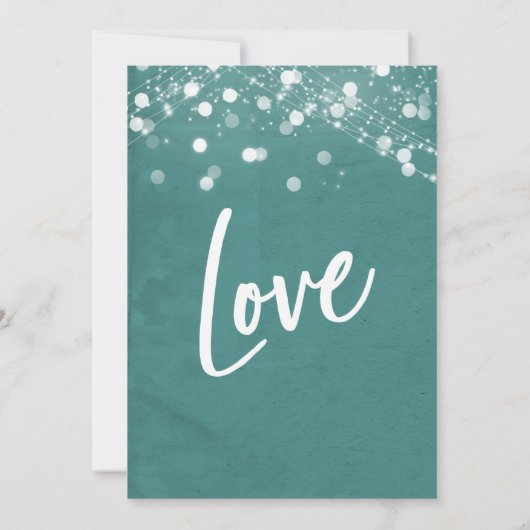 Invitation Lumières Texturées Réception de mariage Turquoise (Dos)