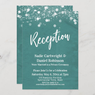 Invitation Lumières Texturées Réception de mariage Turquoise 