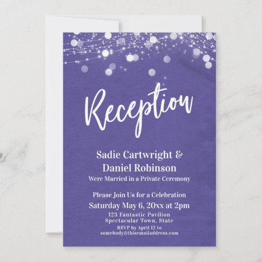 Invitation Lumières Texturées Réception De Mariage Violet Uni (Devant)