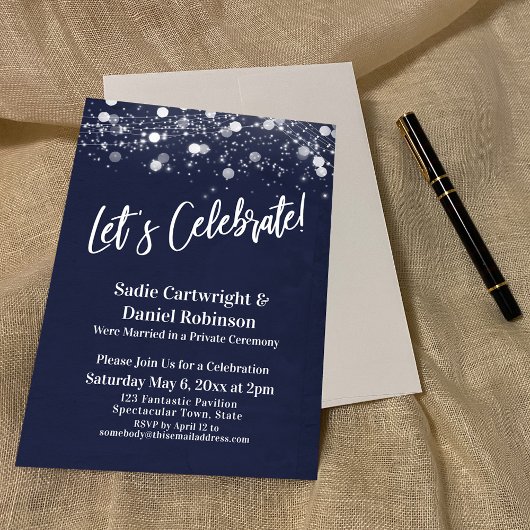 Invitation Lumières Texturées Réception Navale de Célébration