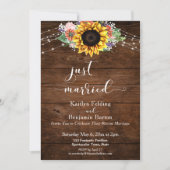 Invitation Lumières Tournesol Bois Brun Rustique Juste Mariés (Devant)