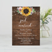 Invitation Lumières Tournesol Bois Marron Rustique Juste Mari (Debout devant)