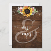 Invitation Lumières Tournesol Bois Marron Rustique Juste Mari (Dos)