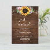Invitation Lumières Tournesol Rustique Brown En Bois Juste Ma (Debout devant)