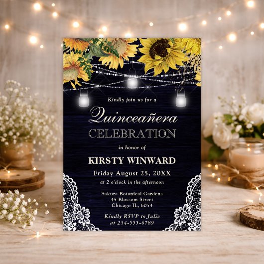 Invitation Lumières Tournesol Rustique et Pot en Grès Quincea