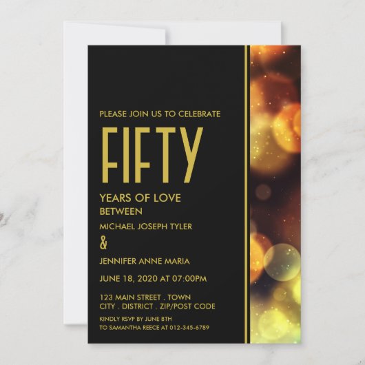 Invitation Lumières Twilight Bokeh, Anniversaire (Devant)