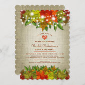 Invitation Lumières Twinkle automne Burlap fête d'anniversair (Devant / Derrière)