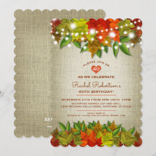 Invitation Lumières Twinkle automne Burlap fête d'anniversair