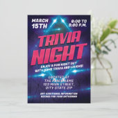 Invitation Lumières vives violet et bleu Trivia nuit (Debout devant)