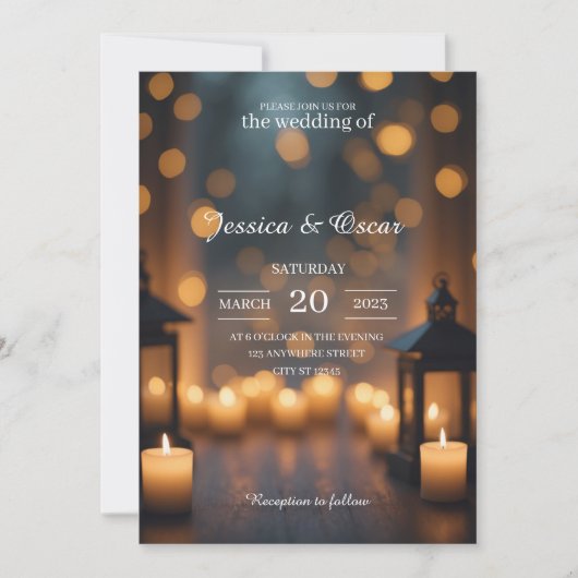 Invitation Luminaire lueur Moody Bokeh & Mariage de lanterne (Devant)