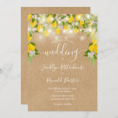 Invitation Luminaires à cordes citrons Mariage Kraft rustique (Devant / Derrière)