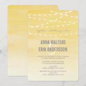 Invitation Luminaires à cordes d'aquarelle jaune citron (Devant / Derrière)