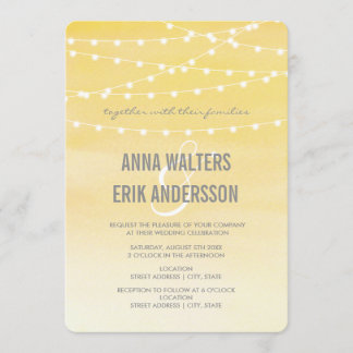 Invitation Luminaires à cordes d'aquarelle jaune citron
