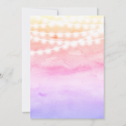 Invitation Luminaires à cordes rose de plage Sweet 16 (Dos)