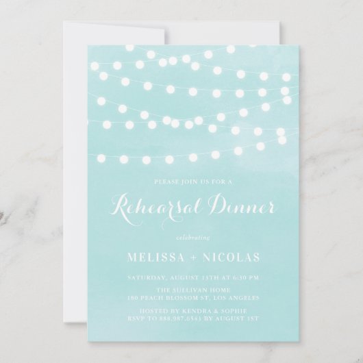 Invitation Luminaires à cordes Whimsical Dîner de répétition (Devant)