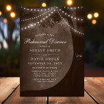 Invitation Luminaires Brown Rustique Arbre<br><div class="desc">Invitation vos proches à votre dîner de répétition avec cette charmante invitation. Avec une silhouette d'arbre rustique ornée de lampes à cordes scintillantes sur fond brun chaleureux, cette invitation donne le ton d'un rassemblement cosy et intime. Parfait pour une répétition en plein air ou en soirée, ce design ravira vos...</div>