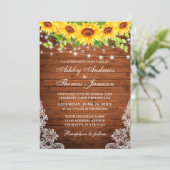 Invitation Luminaires de dentelle de tournesol rustique (Debout devant)