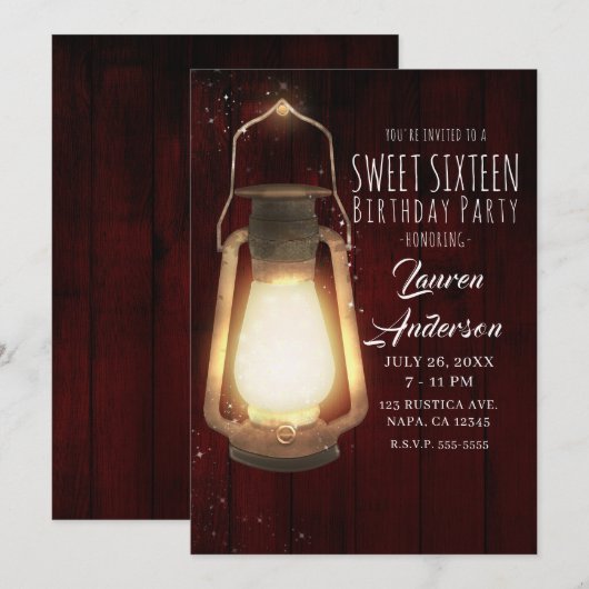 Invitation Luminaires de lanterne rustique Cherry Wood Sweet  (Devant / Derrière)