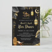 Invitation Luminaires dorés élégants et Monstera Ramadan Ifta (Debout devant)
