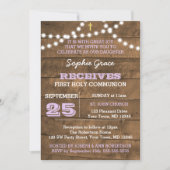 Invitation Luminaires en bois d'écorce Lilac Première communi (Devant)