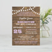 Invitation Luminaires en bois d'écorce Lilac Première communi (Debout devant)