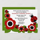 Invitation lumineuse d'anniversaire de fleur et de (Devant / Derrière)