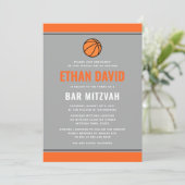 Invitation Lumineuse de basket moderne gris et orange bar mit (Debout devant)