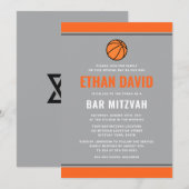 Invitation Lumineuse de basket moderne gris et orange bar mit (Devant / Derrière)