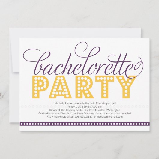 Invitation lumineuse de partie de Bachelorette de (Devant)