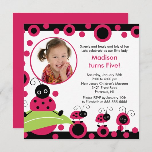 Invitation lumineuse et audacieuse d'anniversaire (Devant / Derrière)