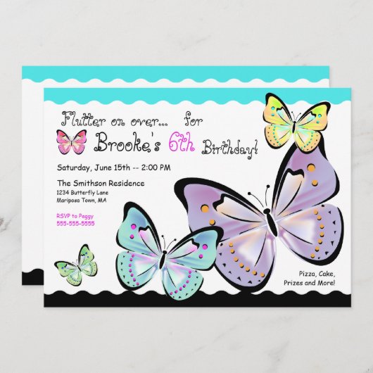 Invitation lumineuse et belle de papillon (Devant / Derrière)