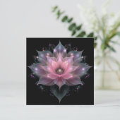Invitation Lumineuse Fleur Lotus - Rose clair Floral noir (Debout devant)