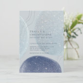 Invitation Lumineuse Ice Bleu Argent & Marine Mariage moderne (Debout devant)