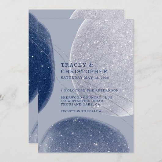 Invitation Lumineuse Marine bleu et périphérique flamboyant m (Devant / Derrière)