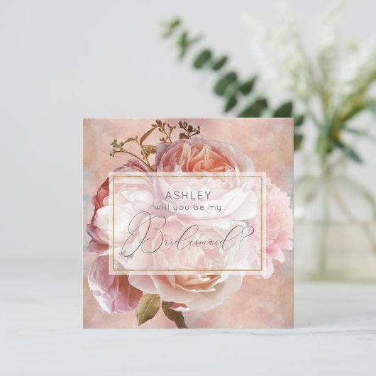 Invitation LUMINEUSE ROSE Élégante demoiselle Florale moderne (Debout devant)