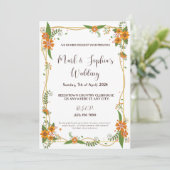 Invitation Lumineuse Tulip Romance Orange Bliss en cadre doré (Debout devant)