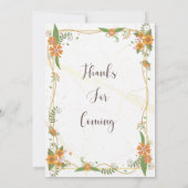 Invitation Lumineuse Tulip Romance Orange Bliss en cadre doré (Dos)