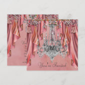 Invitation Lumineux de soirée Rose Corail Chandelier (Devant / Derrière)