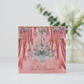 Invitation Lumineux de soirée Rose Corail Chandelier (Debout devant)