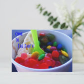 Invitation lumineux de yaourt et de sucrerie de (Debout devant)