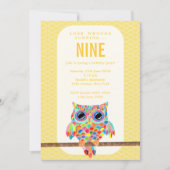 Invitation lumineux moderne de hibou d'arc-en-ciel (Devant)