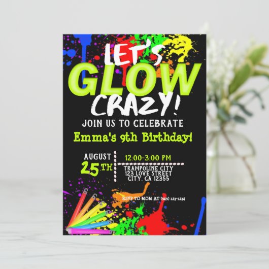 Invitation Luminosité dans le noir Cosmic Jump & Neon parti (Debout devant)