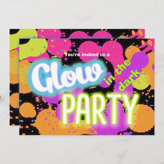 Invitation Luminosité dans l'invitation de la soirée éclabous (Devant / Derrière)