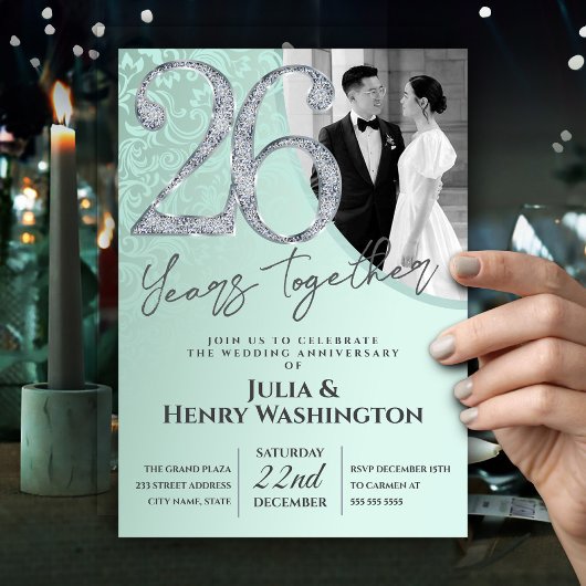 Invitation Luminous Diamond 26e anniversaire de mariage